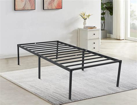 twin metal bed frame no box spring|18 inch high twin bed.